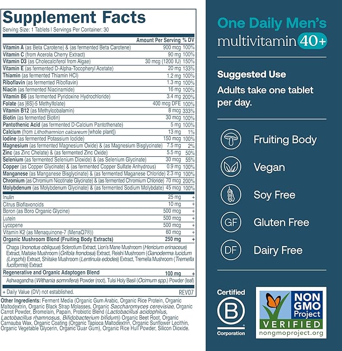 True Grace One Daily Men's Multivitamin 40+ (30 Vegan Tablets) + One Daily Women’s Multivitamin 40+ (30 Vegan Tablets) - Non-GMO - 30-Day Supply of Each