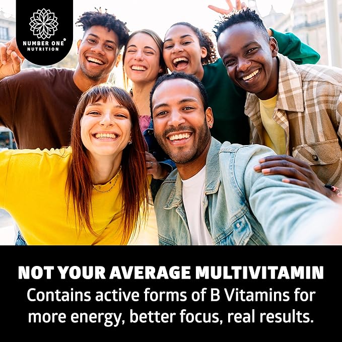 Number One Nutrition Methylated Multivitamin for Women &amp Men Natural Daily Multivitamins with Folate Vitamin B12 Vitamin B2 and B6 Non-GMO Gluten-Free 120 Caps