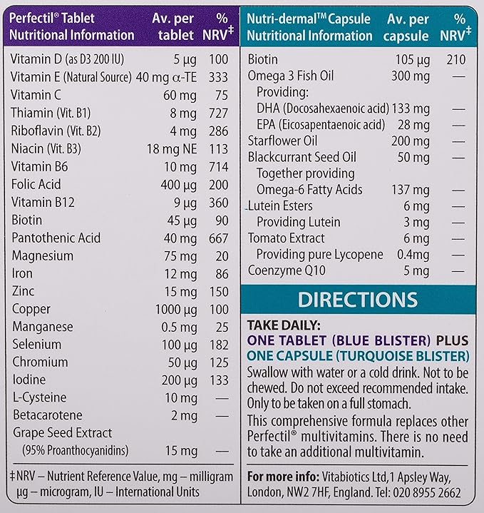 Perfectil by Vitabiotics Plus Skin Extra Support Tablets &amp Capsules x 28