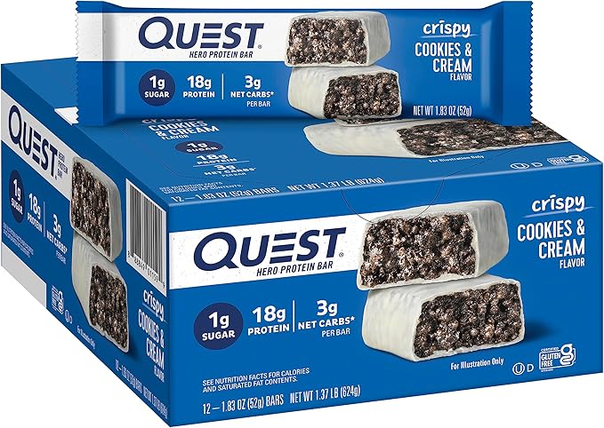 Quest Nutrition Ready To Drink Chocolate Protein Shake High Protein Low Carb Gluten Free &amp Crispy Cookies &amp Cream Hero Protein Bar 18g Protein 1g Sugar 3g Net Carb