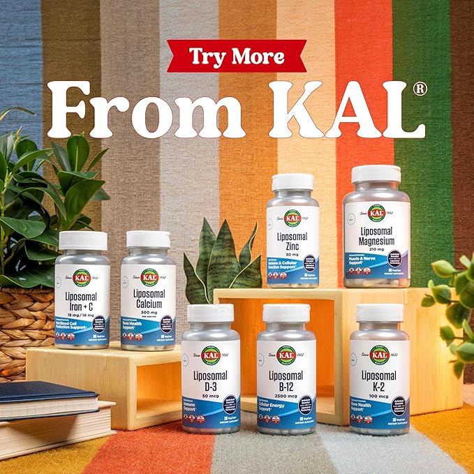 KAL Liposomal Multivitamin - High Potency Liposomal Vitamin C D-3 and More - Men and Women Multivitamin for Cardiovascular and Nervous System Support - 30 Servings 60 VegCaps