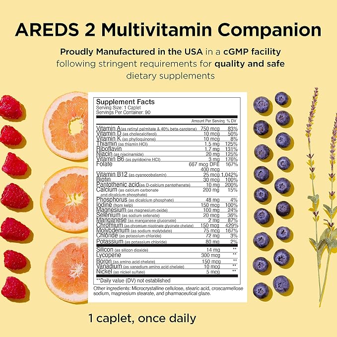 Viteyes AREDS 2 Capsules and Viteyes Multivitamin AREDS 2 Companion Single Daily Dose Eye Vitamins 3 Month Supply