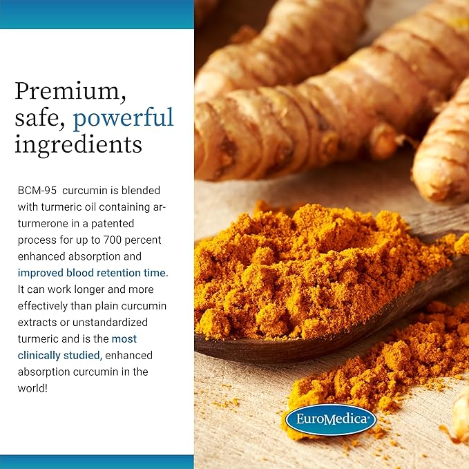 EuroMedica Curaphen Extra Strength - Curcumin &amp Boswellia Supplement for Healthy Circulation Support - Turmeric Supplement to Support Joints Muscle Health &amp Endorphin Production - 60 Tablets