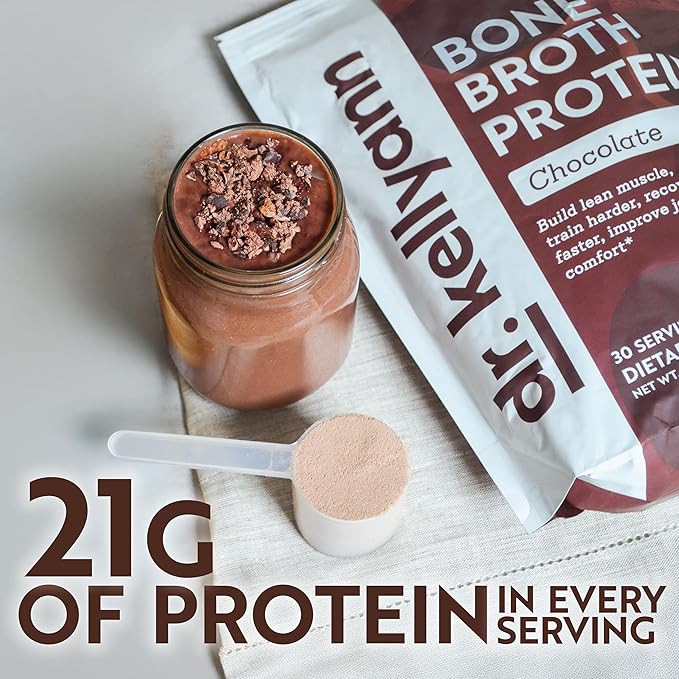 Bundle of Dr. Kellyann Keto Bone Broth Protein Powder - Chocolate (1) Vanilla (1)
