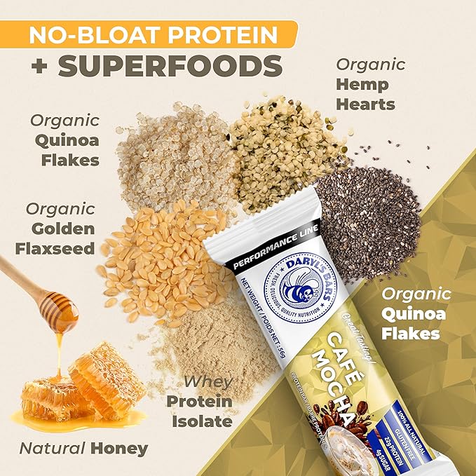 Daryl's Bars Café Mocha On the Go Whey Protein Bars Gluten Free 22gr of Protein Snack Meal Replacement Pack of 1