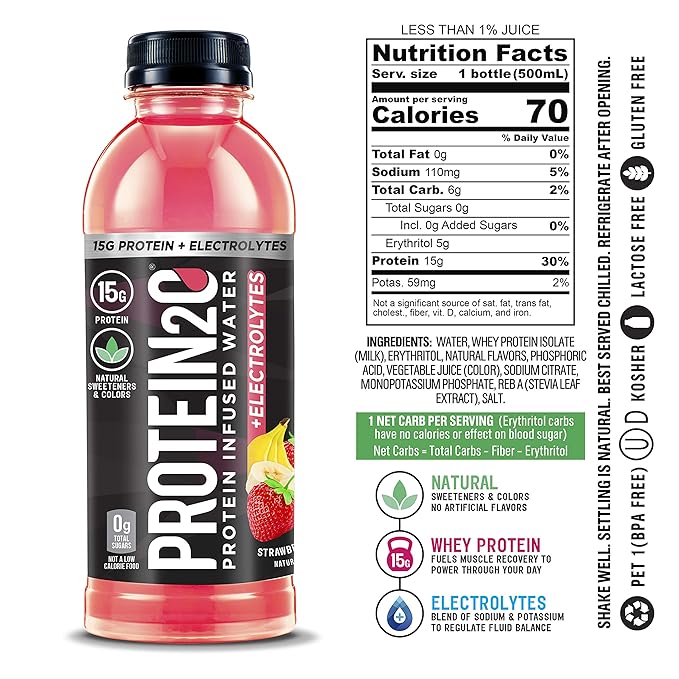 Protein2o 15g Whey Protein Isolate Infused Water Plus Electrolytes Sugar Free Sports Drink Ready To Drink Gluten Free Lactose Free Electrolyte Variety Pack 16.9 fl oz Bottle (12 Count)