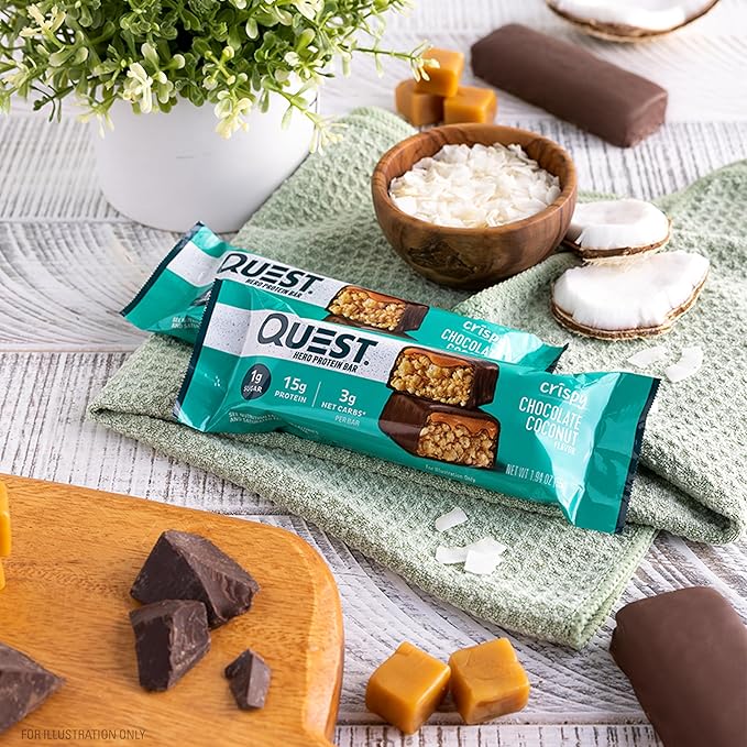 Quest Nutrition Crispy Chocolate Coconut Hero Protein Bar 15g Protein 1g Sugar 3g Net Carbs Gluten Free Protein Snack Keto Friendly 12 Count