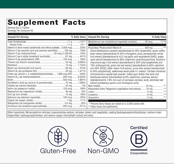 Metagenics PhytoMulti Without Iron - Daily Multivitamin for Men &amp Women* - with 20+ Vitamins Minerals &amp Phytonutrients for Antioxidant &amp Immune Support* - Non‑GMO Gluten‑Free - 120 Table