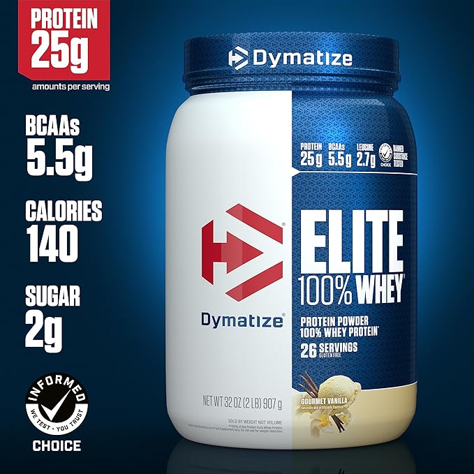 Dymatize Elite 100% Whey Protein Powder Gourmet Vanilla 2 Pound Energyze Pre-Workout Strawberry Lemonade 30 Servings Bundle