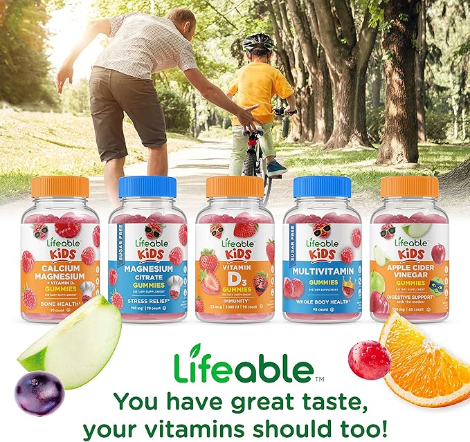 Lifeable Turmeric Curcumin Kids + Multivitamin Kids Gummies Bundle - Great Tasting Vitamin Supplement Gluten Free GMO Free Chewable Gummy