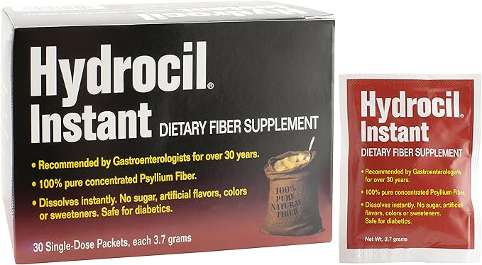 Dietary Fiber Supplement Psyllium Husk Powder 30 Single-Dose Packets