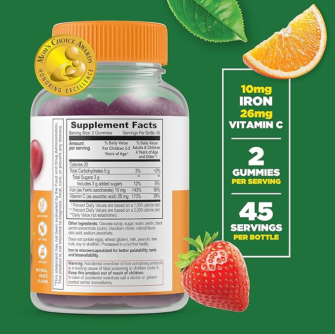Lifeable Multivitamin Kids + Iron &amp Vitamin C Kids Gummies Bundle - Great Tasting Vitamin Supplement Gluten Free GMO Free Chewable Gummy