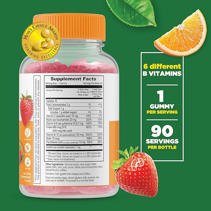 Lifeable B Complex Kids + Biotin Kids Gummies Bundle - Great Tasting Vitamin Supplement Gluten Free GMO Free Chewable Gummy