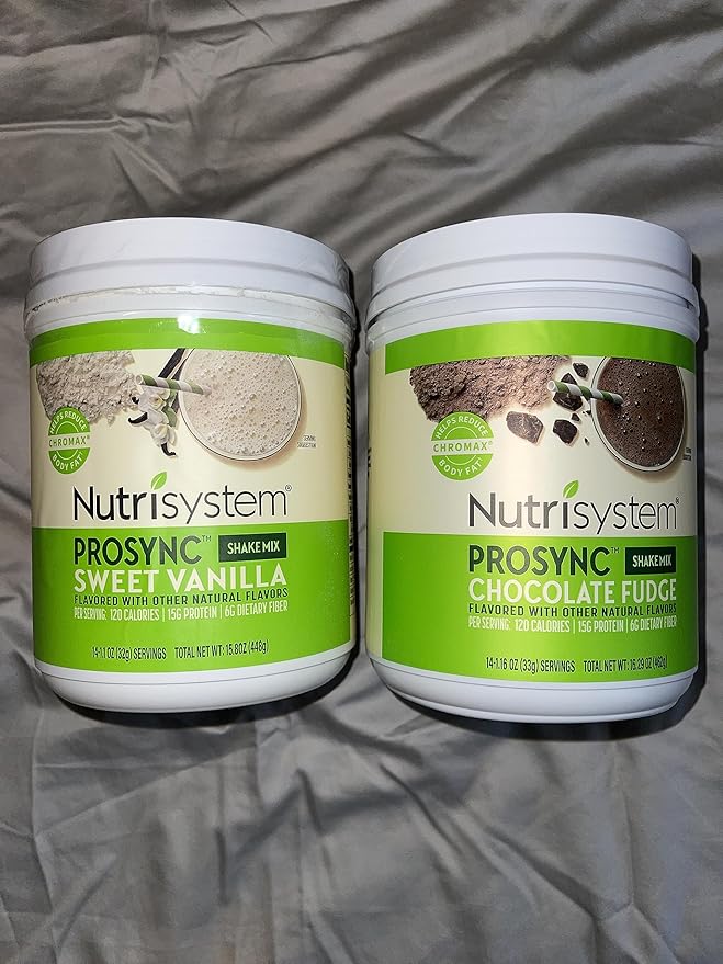 Nutrisystem Nutricrush Probiotic Shakes Chocolate Fudge and Sweet Vanilla Shake Mix - Protein &amp Probiotics Support Digestive Bust Belly Bloat 2 Containers 16.3 oz. each 28 Servings(Pack of 2)