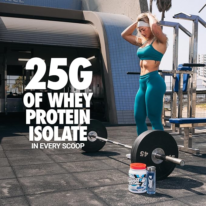 GHOST Clear Whey Isolate Protein Powder Blue Raspberry - 1.4 LB Tub 25G of Whey Protein - Post Workout Drink for Muscle Gain &amp Recovery – Sugar Free Soy Free &amp Zero Fat 20 Servings