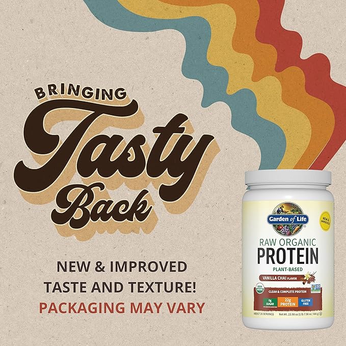 Garden of Life Organic Vegan Vanilla Chai &amp Chocolate 22g Protein Powders with BCAAs Probiotics &amp 1.5 LB
