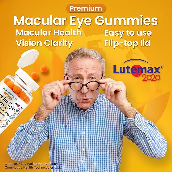 Premium Macular Eye Gummies with Lutemax 2020 – Lutein &amp Zeaxanthin Carotenoids for Eye Health Blue Light &amp Vision Support Real Mango Flavor Easy Flip-Top Lid 60 Gummies