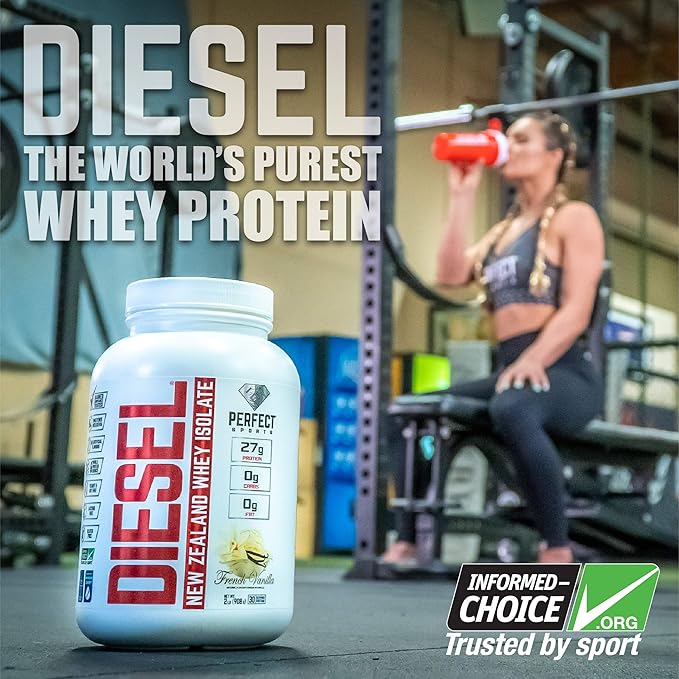 PERFECT Sports Diesel 100% New Zealand Whey Isolate Grass-Fed &amp Pasture Raised 2LB Salted Caramel