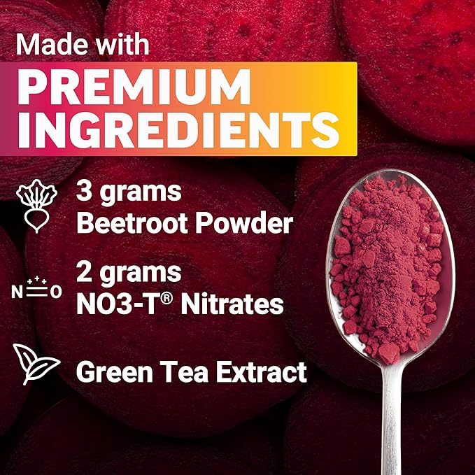 Total Beets Energy Drink Mix 2-Pack Superfood Beet Root Powder Nitrates to Boost Energy Support Circulation Blood Flow Nitric Oxide and Stamina Heart Health Supplement Force Factor 60 Servings