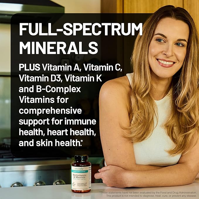 NatureWise [1 Multivitamin for Women Stress Support &amp Natural Minerals - 60 Capsules[30-Day Supply] + [1] Omega 3 Fish Oil 1000mg + Vitamin E - Wild-Caught - 60 Softgels[30-Day Supply]