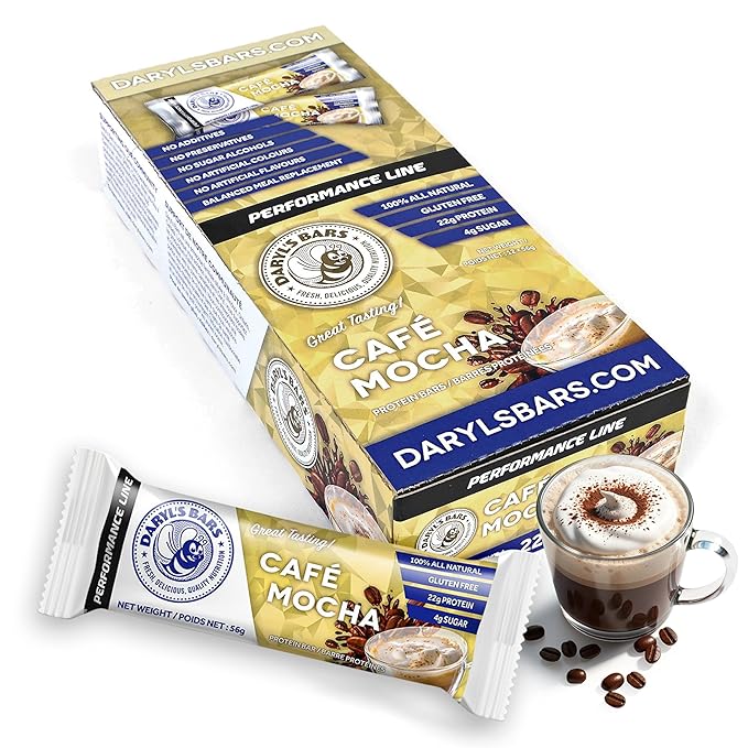Daryl's Bars Café Mocha On the Go Whey Protein Bars Gluten Free 22gr of Protein Snack Meal Replacement Pack of 1