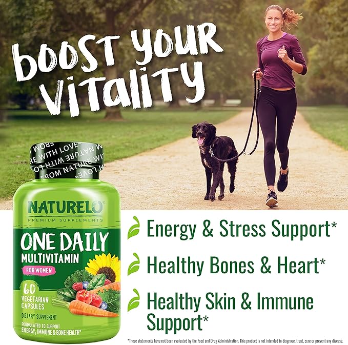NATURELO Teen Multivitamin - Whole Food 60 Capsules and One Daily Multivitamin for Women 60 Capsules - 2 Month Supply Bundle