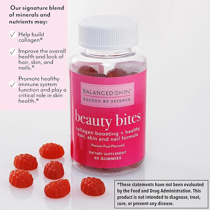 Beauty Bites Biotin Gummy Vitamins - Hair Skin Nails Supplement for Hair Growth and Healthy Skin* - Passion Fruit Flavored Gummies with 6000 mcg Biotin Collagen and Vitamins