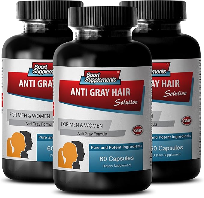 Folic Acid biotin - Anti Gray Hair - Fo ti Capsules (3 Bottles - 180 Capsules)