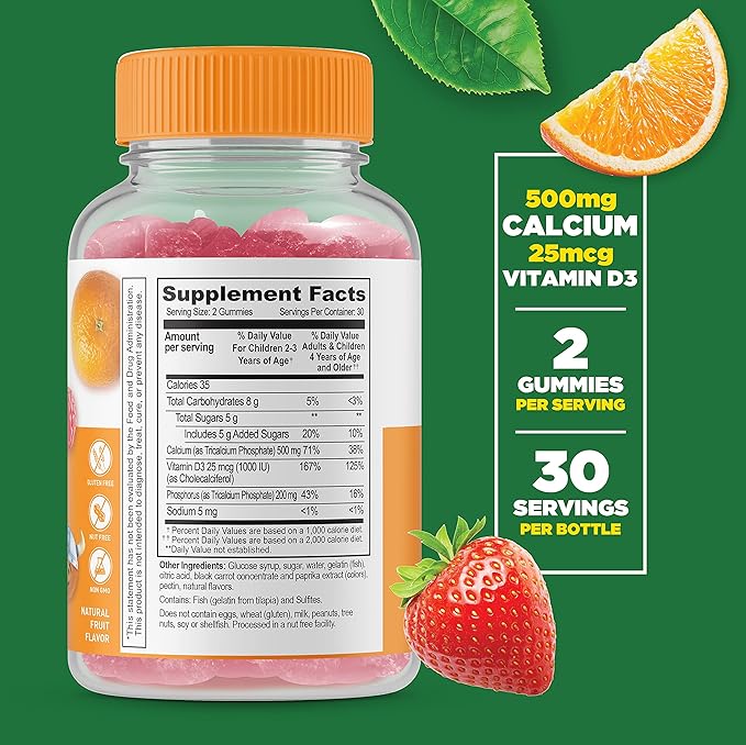 Lifeable Calcium with Vitamin D Kids + Vitamin D3 + Vitamin K2 Kids Gummies Bundle - Great Tasting Vitamin Supplement Gluten Free GMO Free Chewable Gummy