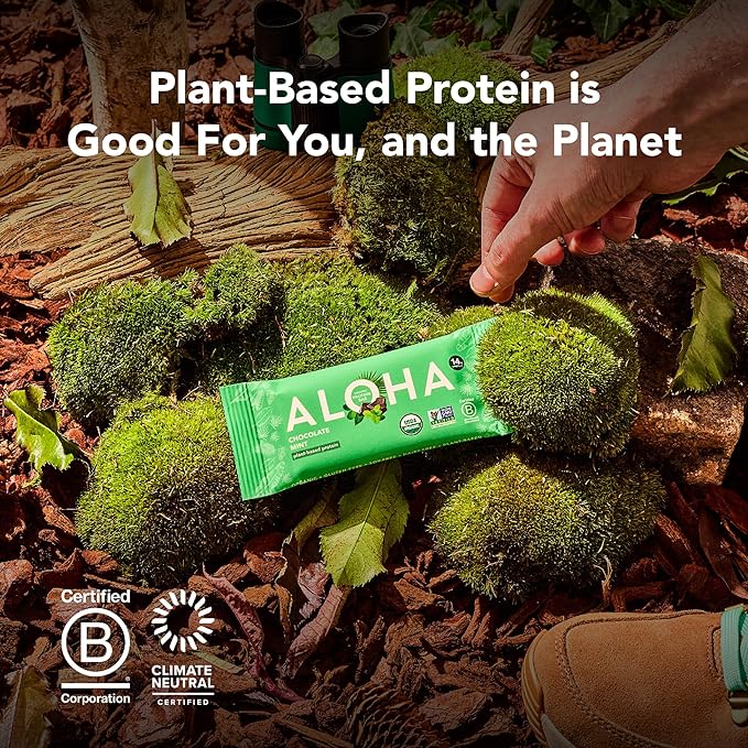 ALOHA Organic Plant Based Protein Bars - Peanut Butter Cup Bar - 12 Bars Vegan Low Sugar Gluten-Free Low Carb Non-GMO No Stevia No Erythritol