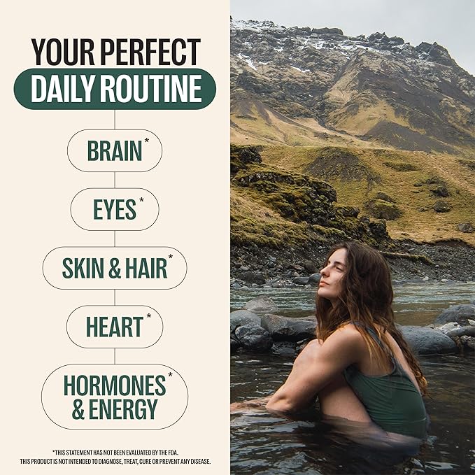 Orlo DHA Supplement 1000mg - 3X Absorption Natural Icelandic Nordic Omega 3 DHA &amp EPA for Brain &amp Eye Support – Vegan Fish Oil Alternative No Fishy Aftertaste 120 Easy-to-Swallow Mini Softge