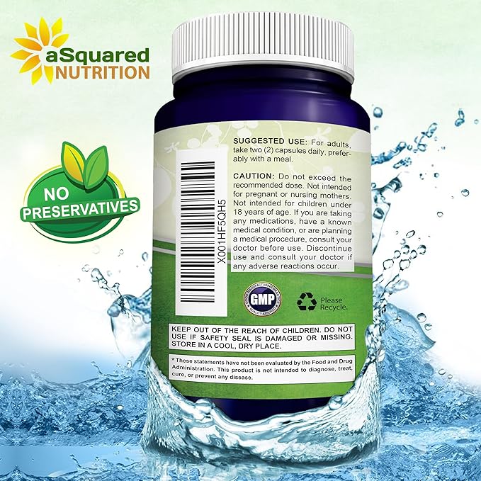 aSquared Nutrition Reduced Glutathione 500mg Per Serving Supplement -200 Capsules -L-Glutathione Antioxidant to Support Liver Health &amp Detox - Max Strength Powder Pills to Help Immune &amp Brain