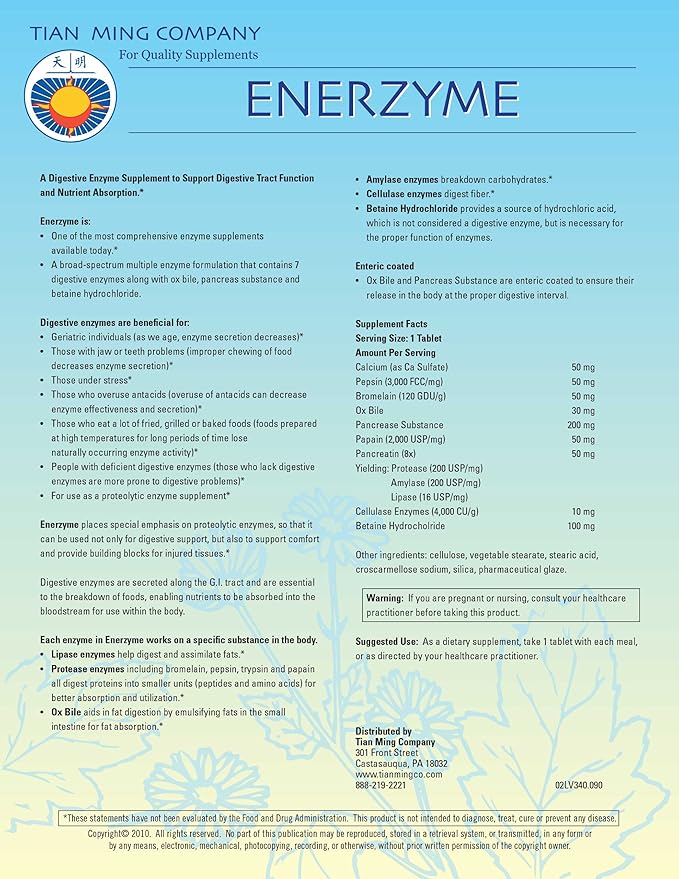 ENERZYME by Tian Ming Co. (90 Tablets)