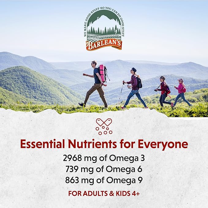Barlean's Vegan Omega 3 6 9 Flaxseed Oil Liquid Supplement BlackBerry Smoothie Flax Seed Oil 2968 mg ALA Fatty Acid Non-GMO and Gluten Free 16 oz