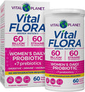Vital Planet - Vital Flora Probiotics for Women 60 Billion CFU Diverse Strains Daily Shelf Stable Probiotic with Organic Prebiotics for Vaginal Support Immune and Digestive Health 60 Capsules