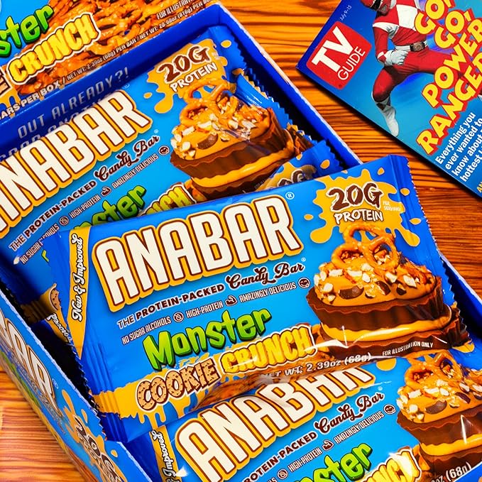 Anabar Protein Bar The Protein-Packed Candy Bar Amazing Tasting Protein Bar No Sugar Alcohols High Protein Amazingly Delicious 20 Grams of Protein (12 Bars Monster Cookie Crunch)