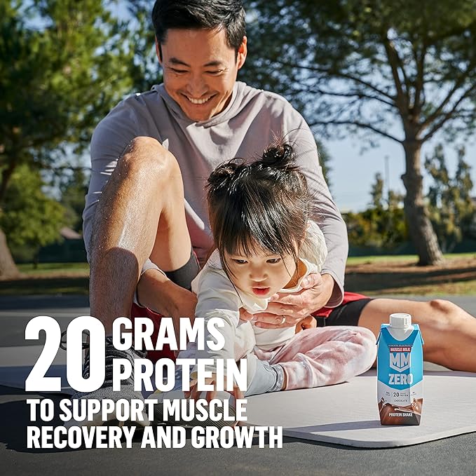 Muscle Milk Zero Protein ShakeChocolate20g ProteinZero Sugar100 CaloriesCalciumVitamins AC &amp D4g FiberEnergizing SnackWorkout RecoveryPackaging May Vary11.16 Fl Oz(Pack of 24)