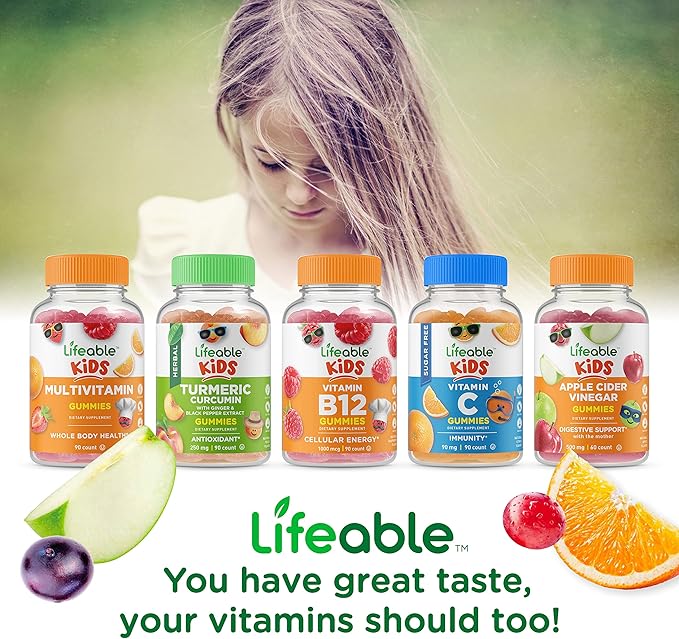 Lifeable Biotin Kids + Probiotic 2 Billion CFU Kids Gummies Bundle - Great Tasting Vitamin Supplement Gluten Free GMO Free Chewable Gummy