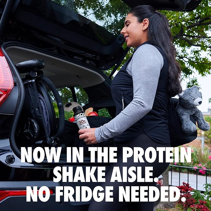 Oikos Protein Shake Exclusive Variety Pack 30g High Protein Drinks Shelf Stable Ready to Drink 5g Prebiotic Fiber 12 fl oz Bottle (4 ct Chocolate 4 ct Vanilla 4 ct Salted Caramel)