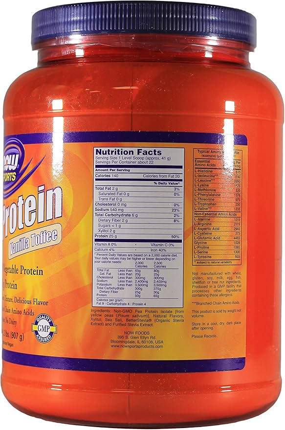 NOW Foods Pea Protein Vanilla Toffee 2 lb