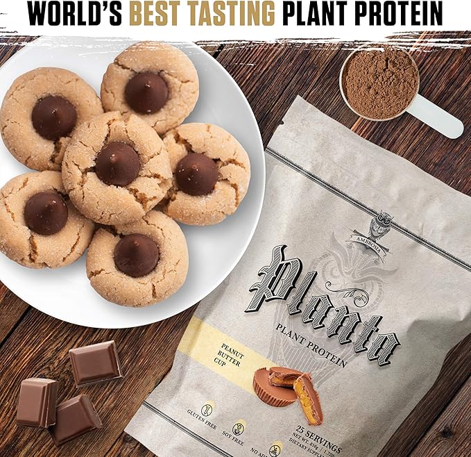 Ambrosia Planta - Plant-Based Protein Powder 20g | Dairy Free Vegan Protein Powder with BCAA Amino Acids | Keto-Friendly No Added Sugar | 25 Servings | Peanut Butter Cup