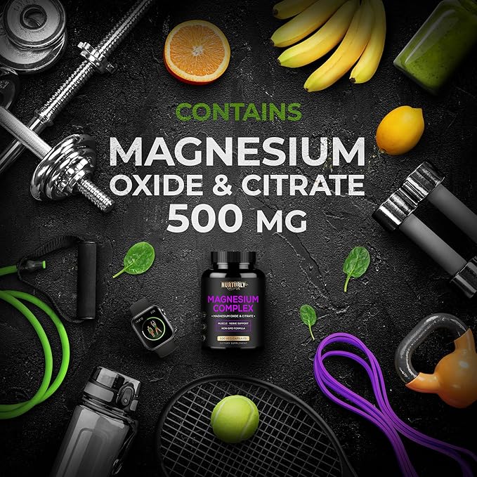 Magnesium and Vitamin B Complex - Magnesium Citrate 500MG - B Vitamins B1B2B3B5B6B7B9B12 and Biotin - Muscle Relaxation Sleep and Energy Immunity and Mood Support