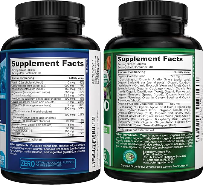 Potent Garden Organic Superfood Greens + Mega Mineral – Daily Greens &amp Mineral Support Bundle