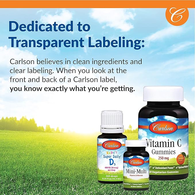 Carlson - Solar D Gems Vitamin D3 and Omega-3 Supplement 2000 IU (50 mcg) Vitamin D3 115 mg Omega-3s EPA and DHA Supplement Wild Caught Sustainably Sourced Lemon 360 Softgels