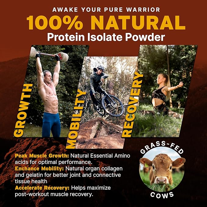 Paleo Pro 26G Beef Protein Powder - Grass Fed Protein Powder Isolate - Pure Animal Based Pastured &amp Cage-Free | Dairy &amp Gluten Free Natural &amp Clean Proteins for Paleo &amp Keto - 15 Days