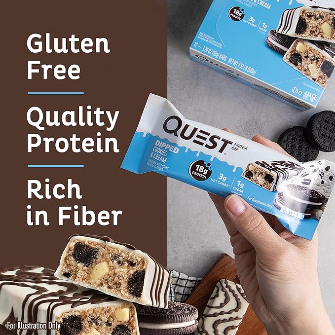 Quest Nutrition Dipped Chocolate Cookies &amp Cream Protein Bars High Protein Low Carb Gluten Free &amp Mint Chocolate Chunk Protein Bars High Protein Low Carb Gluten Free