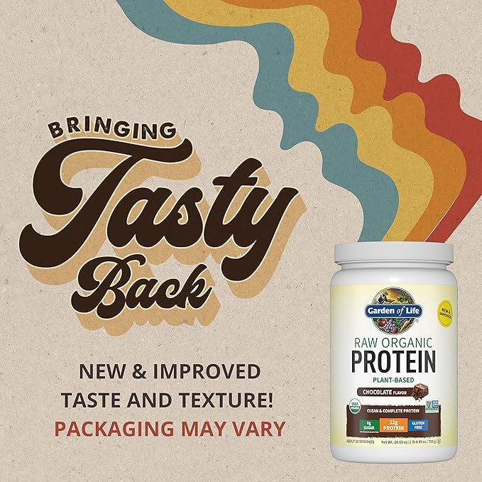 Garden of Life Organic Vegan Chocolate Protein Powder Raw Organic Meal Replacement Shakes - Chocolate Plant Based Vegan Protein Powder