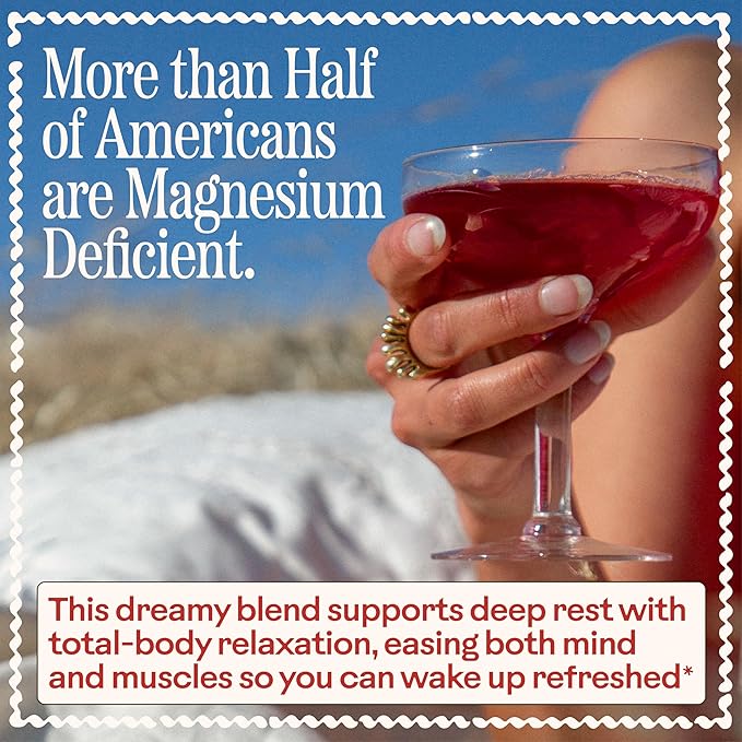 Wooden Spoon Herbs Magic Magnesium Glycinate Powder Drink Mix (Tart Cherry) | 300mg Magnesium 0.5mg Plant-Based Melatonin | Calming Nighttime Supplement | Easy Mix Sleep Support Powder Vegan | 3.7oz