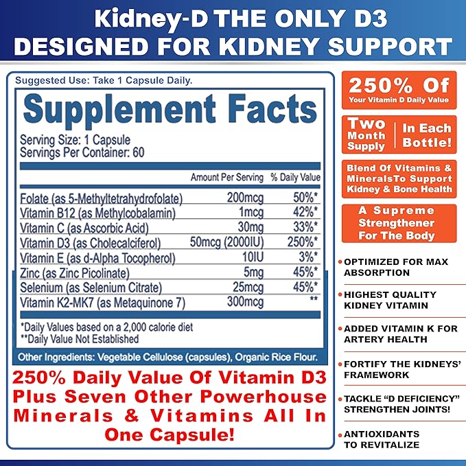 Kidney Restore Kidney Cleanse and Kidney Health Supplement + Kidney-D Supplement