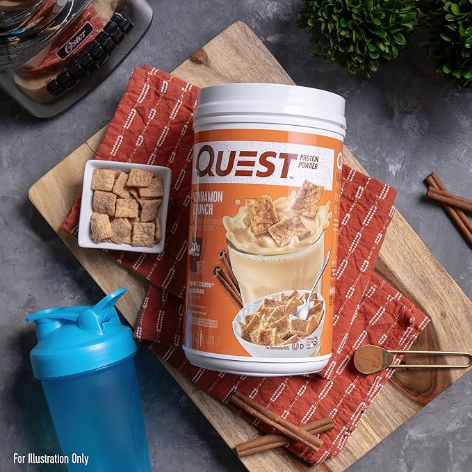 Quest Nutrition Cinnamon Crunch Protein Powder 20g Protein 2g Net Carb 1g Sugar Low Carb Gluten Free 1.6 Pound 24 Servings
